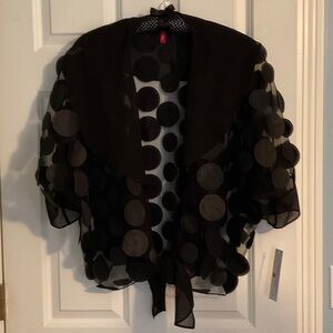 IC COLLECTION Black Sheer Jacket with Polka Dots